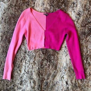 Wild Fable Pink Colorblock Cropped Cardigan